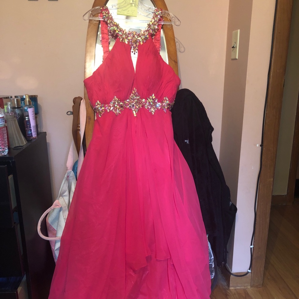 Gorgeous red jeweled prom dress